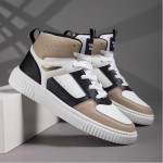 Comfort-Focused Menâ€™s High-Top Sneakers: Non-Slip, Stylish Color Block, Perfect for All-Year Outdoor Activities