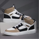 Comfort-Focused Menâ€™s High-Top Sneakers: Non-Slip, Stylish Color Block, Perfect for All-Year Outdoor Activities