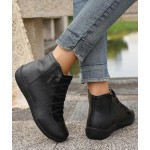 Women's Waterproof Combat Boots Casual Ankle Boots Fashion Round Toe Slip On Elastic Fall Booties Shoes