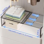 Extendable Metal Wire Shelf Organizer - Adjustable 15-24.4in Length, Stackable Storage Rack for Kitchen/Pantry/Bathroom/Shoe Cabinet/Tool Closet (4, White)