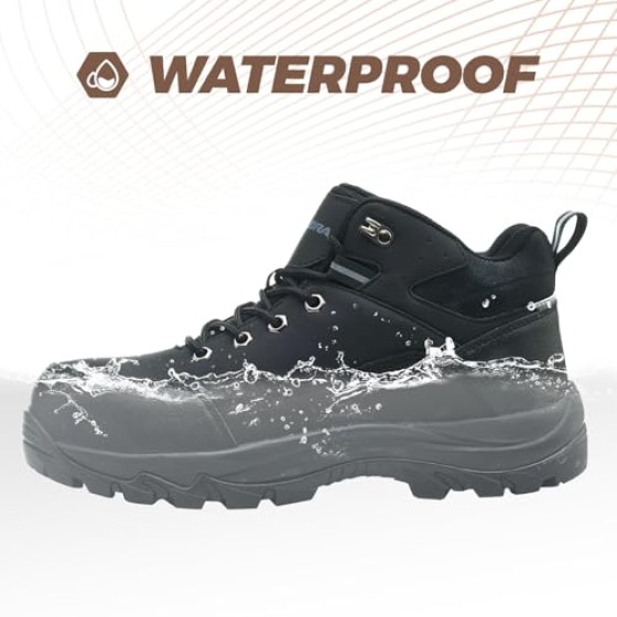 Waterproof Steel Toe Boots for Men Wide Width Non Slip Work Shoes Slip Resistant Safety Toe Sneakers Indestructible Construction Composite Toe Shoe Puncture Proof Footwear