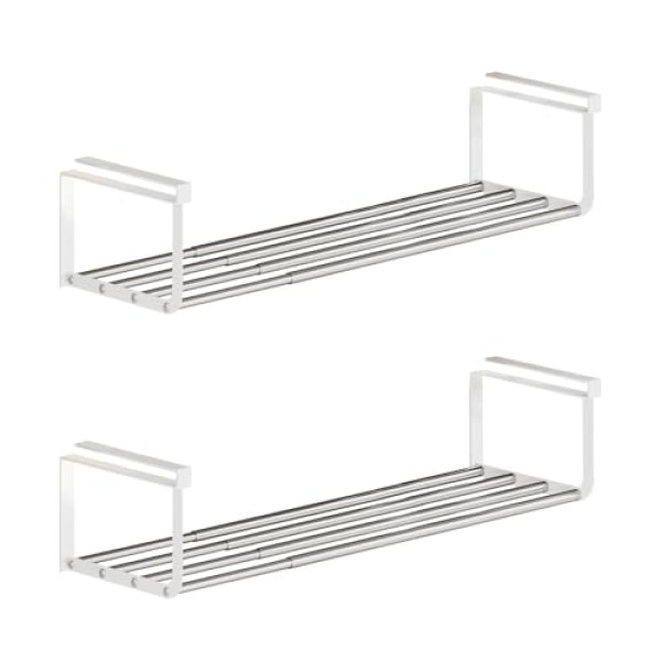 Expandable Shoe Rack Organizer - Adjustable Shoe Rack & Under Cabinet Shelf - for Shoe or Clothing Storage and Organization, Under Shelf Storage (Stainless,2Pcs)