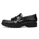 Men's Tassel Dress Shoes, Casual Crocodile Printed Tassel Loafer Handmade Slip-on Penny Loafer for Mens