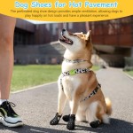 Dog Shoes for Hot Pavement Non-Slip Waterproof Dog Shoes for Medium Dogs Large Size Dogs Easy ON & Off Adjustable Easy-Clean for Beach Outdoor Black Size L: (2.95x2.2-2.55’’)(L*W)