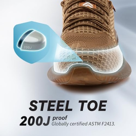 SUADEX Steel Toe Shoes for Men Women Indestructible Steel Toe Sneakers Lightweight Work Safety Shoes Puncture Proof Composite Toe