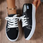 Women's Fashion Canvas Sneakers Casual Tennis Shoes Low Top Lace Up Sneakers Walking Shoes for Women
