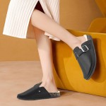 Suede Clogs for Women Men Fuzzy PU Soft Cork Footbed Leather Mules Comfort Potato Shoes with Arch Support