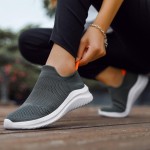 Womens Walking Shoes Mesh Casual Fashion Slip On Lightweight Breathable Sock Shoes Non-Slip Workout Hiking Sneakers