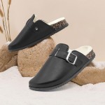 Suede Clogs for Women Men Fuzzy PU Soft Cork Footbed Leather Mules Comfort Potato Shoes with Arch Support
