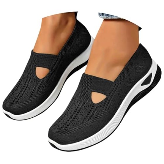 Orthopedic Shoes for Women 2025,Women's Soft Sole Mesh Comfort Wedge Sneakers Breathable Slip On Arch Support Non-Slip Comfortable Wide Width Summer Lightweight Knit Nurse Comfy Walking Sneak