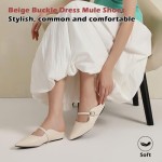 Women’s Pointed Toe Flats Sandals Slides Shoes with Strap Buckle