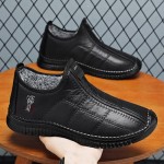 Men's Casual Sneakers Fleece Lined Ankle Boots Winter Warm Slip On Comfortable Walking Shoes Non Slip Thick Sole Daily Wear
