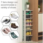 Squareful 7-Tier Wooden Shoe Rack, Modern Vertical Shoe Organizer, Multifunctional Shoe Tower Storage Stand, Space Saving Shelves for entryway, Bedroom, Hallway (White, Small)
