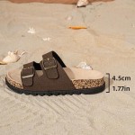 Women Slide Sandals with Double Buckle Comfortable Orthopedic Footbed Arch Support Flip Flops Summer Slippers