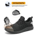 Steel Toe Shoes for Men Safety Puncture Proof Comfy Work Sneakers Lightweight Breathable Non-Slip Construction Shoes